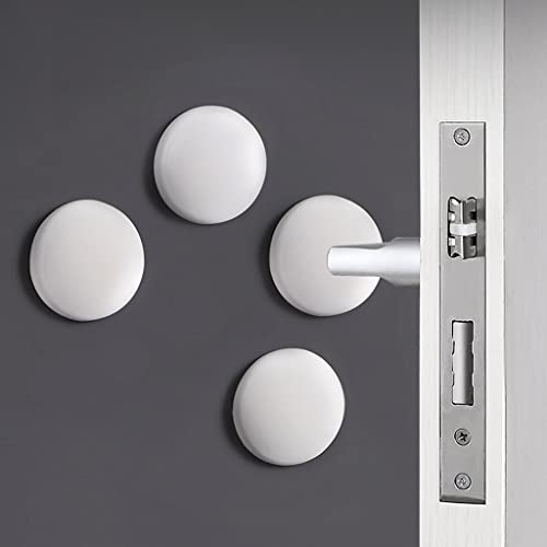 3.15" Door Stop Wall Protector, 4 pcs White Soft Silicone Door Handle buffers, Mute and Shock Proof, Wall Protector with self-Adhesive to Protect The Wall Surface