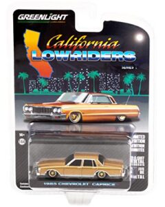 1985 chevy caprice lowrider custom gold metallic and matt gold california lowriders release 1 1/64 diecast model car by greenlight 63010 c