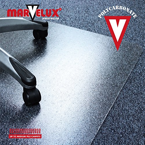 Marvelux 36" x 48" Heavy Duty Polycarbonate Office Chair Mat with Lip for Carpets | Transparent Carpet Protector for Low, Standard and Medium Pile Carpeted Floors | Shipped Flat, Multiple Sizes