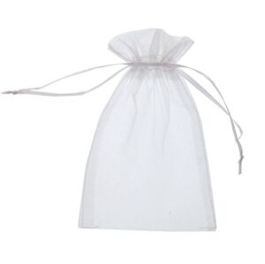 sumdirect  white organza bags with drawstring – 100pcs 5×7 inch jewelry pouches, wedding favor gift bags for christmas party