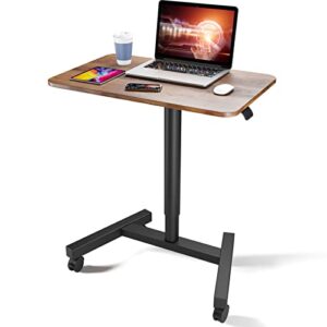 kidinix mobile laptop desk height adjustable from 29.3” to 45”, rolling laptop sit standing desk 30” for home, office& classroom under bed or sofa