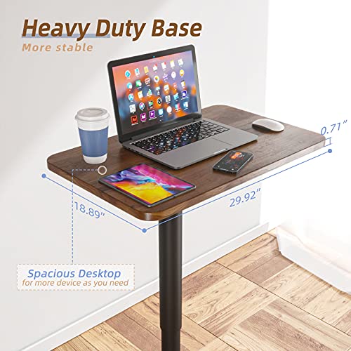 KIDINIX Mobile Laptop Desk Height Adjustable from 29.3'' to 45'', Rolling Laptop Sit Standing Desk 30'' for Home, Office& Classroom Under Bed or Sofa