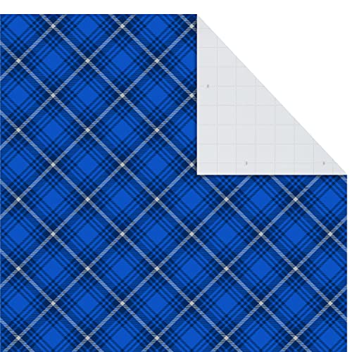 Hallmark Flat Christmas Wrapping Paper Sheets with Cutlines on Reverse and Gift Tag Seals (12 Folded Sheets, 16 Stickers) Blue and Silver Snowflakes, Deer Forest Scene, Blue Tartan Plaid