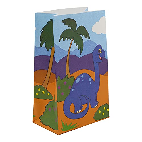 Juvale Dinosaur Paper Party Favor Gift Bags for Kids Birthday, Dino Goodies (36 Pack)