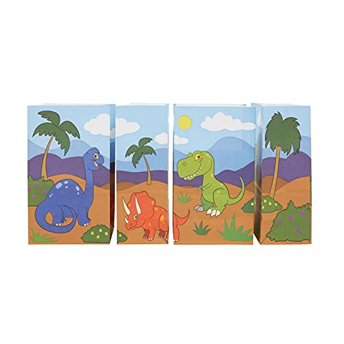 Juvale Dinosaur Paper Party Favor Gift Bags for Kids Birthday, Dino Goodies (36 Pack)