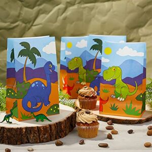 Juvale Dinosaur Paper Party Favor Gift Bags for Kids Birthday, Dino Goodies (36 Pack)