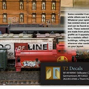 N Scale 1:160 Graffiti Waterslide Decals Set #8 - Weather Your Rolling Stock & Structures!