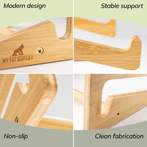 MY FAT GORILLA - Wooden Laptop Stand, Ventilated Laptop Holder, Bamboo Laptop Stand Universal Lightweight Ergonomic, Notebook Stand Compatible with 10-15'', MacBook Laptop Desk Stands