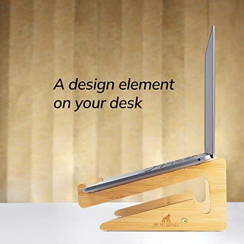 MY FAT GORILLA - Wooden Laptop Stand, Ventilated Laptop Holder, Bamboo Laptop Stand Universal Lightweight Ergonomic, Notebook Stand Compatible with 10-15'', MacBook Laptop Desk Stands