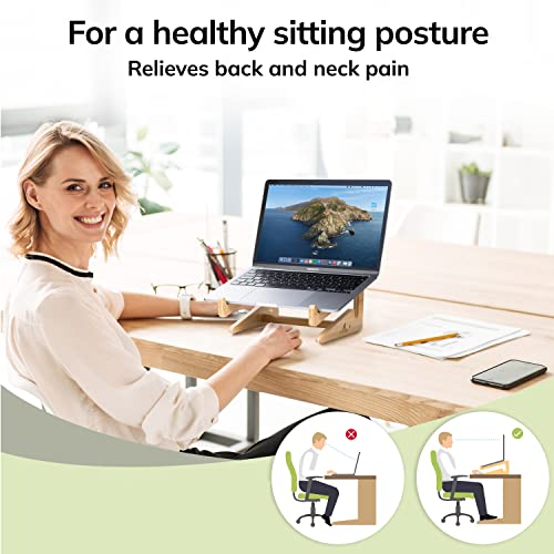 MY FAT GORILLA - Wooden Laptop Stand, Ventilated Laptop Holder, Bamboo Laptop Stand Universal Lightweight Ergonomic, Notebook Stand Compatible with 10-15'', MacBook Laptop Desk Stands