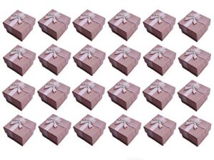 hamiya 24pcs ring box small gift boxes sturdy cardboard cube box for jewelry pendant 1.6 x 1.6 x 1.2 inches (pink)