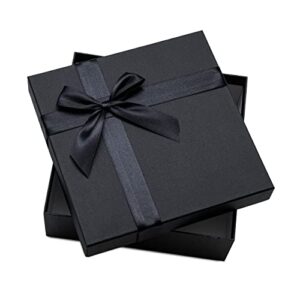 Black Gift Box - 3 Piece Nested Luxury Gift Box Set, Empty Black Gift Boxes with Lids & Ribbon Assorted Sizes Small to Large for Gift Wrapping, Holidays, Bridesmaid & Groomsmen Proposal Gifts, for Him