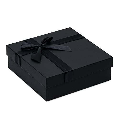 Black Gift Box - 3 Piece Nested Luxury Gift Box Set, Empty Black Gift Boxes with Lids & Ribbon Assorted Sizes Small to Large for Gift Wrapping, Holidays, Bridesmaid & Groomsmen Proposal Gifts, for Him