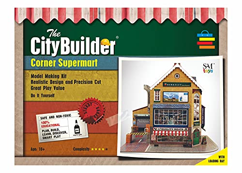 The CityBuilder Corner SUPERMART Cardboard Model Making Kit - O Scale Model Railroad Building