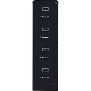 pemberly row 4 drawer 25″ deep letter file cabinet in black, fully assembled