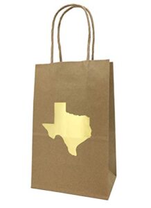 6 texas gift bag with gold foil state of texas shape kraft gift bag rose size 5.25 x 3.5 x 8.5 inches