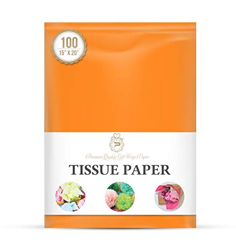 Tangerine Orange Gift Wrapping Tissue Paper for Gift Packaging, Floral, Birthday, Christmas, Halloween, DIY Crafts and More 15" X 20" 100 Sheets