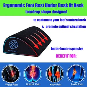 Foot Rest for Under Desk at Work, Footrest Under Desk Ergonomic Foot Stool Leg Support Pillow Cushion for Office Home, Teardrop Black