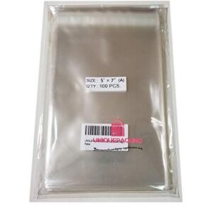 100 Pcs 5x7 Inches Crystal Clear Resealable Cello Cellophane Bags