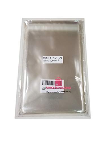 100 Pcs 5x7 Inches Crystal Clear Resealable Cello Cellophane Bags