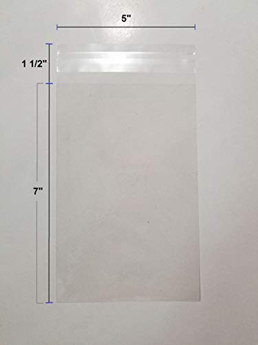 100 Pcs 5x7 Inches Crystal Clear Resealable Cello Cellophane Bags