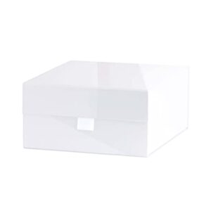 Purple Q Crafts 5 Pack White Hard Gift Box With Magnetic Closure Lid 8"x8"x4" Square Favor Boxes With White Glossy Finish (5 BOXES)