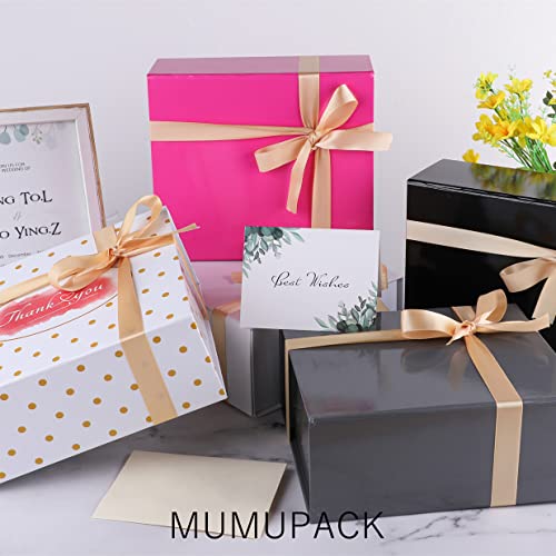 MUMUPACK White Gift Box 12x8x4.5 Inches,White Gift Box with Lid Contains Card, Ribbon,Collapsible Gift Box with Magnetic Lid Bridesmaid Proposal Gift Boxes (1 Pack)