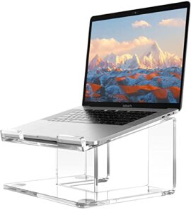 fucdtefc acrylic laptop stand for desk, laptop riser tray for 13.3 14 15.6 inch clear laptop holder, computer stand for laptop compatible with macbook, macbook pro, dell, lenovo, hp, samsung
