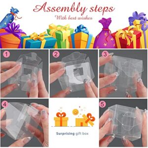 200 Pcs Clear Favor Boxes Plastic Gift Boxes Small Clear Box Transparent Wedding Favor Boxes Square Clear Treat Boxes for Wedding Birthday Party Baby Shower Bridal Shower, 2 x 2 x 2 Inch