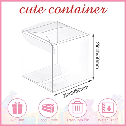 200 Pcs Clear Favor Boxes Plastic Gift Boxes Small Clear Box Transparent Wedding Favor Boxes Square Clear Treat Boxes for Wedding Birthday Party Baby Shower Bridal Shower, 2 x 2 x 2 Inch