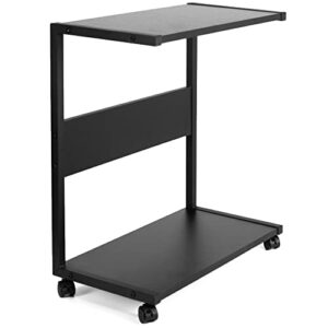 vivo mobile pc cart with storage, 2-tier shelf cpu holder, fits oversized gaming pc’s, printers, gaming systems, and more, computer tower floor stand with wheels, black, cart-pc03