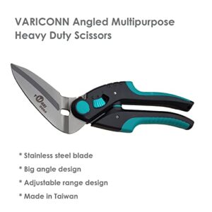 VARICONN 10 inch Heavy Duty Scissors, Industrial Scissors, Multipurpose, Scissors for Carpet, Cardboard and Recycle, Soft Grip, Stainless Steel, Easy Cutting Thick Paper, Leather, Sewing Fabric