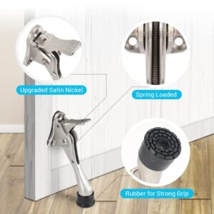 CRANACH Heavy Duty Door Stopper,Bottom of Door,Kickdown Door Stop for Heavy Door,One-Touch,Adjustable,Rubber Tip,Door Mounted,4in Metal Door Kickstand,2PC Door Stoppers Wall Protectors for Wide Doors