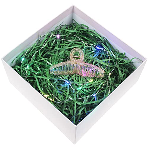 300 Grams Glitter Raffia Paper Shreds Decorative Shiny Strands Shredded Crinkle Confetti for DIY Gift Wrapping & Basket Filling (Green)