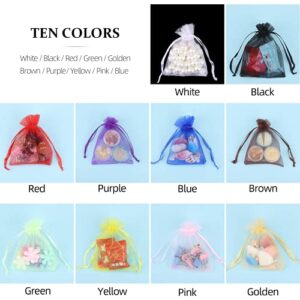 acDesign 200Pcs Premium Sheer Organza Bags 2.8"x3.6" Jewelry Gift Bags With Drawstrings for Candy Jewelry Makeup Pouches(Mix)