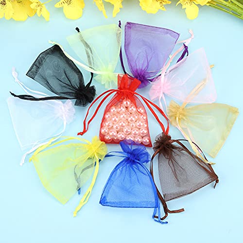 acDesign 200Pcs Premium Sheer Organza Bags 2.8"x3.6" Jewelry Gift Bags With Drawstrings for Candy Jewelry Makeup Pouches(Mix)