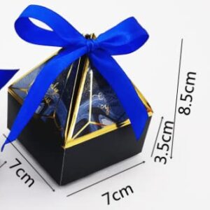 50pcs Navy Blue Gem Tower Birthday Wedding Party Favor Boxe with Ribbon Bead Gift Bags Chocolate Candy and Packaging Gift Boxes Bridal Shower Baby Shower