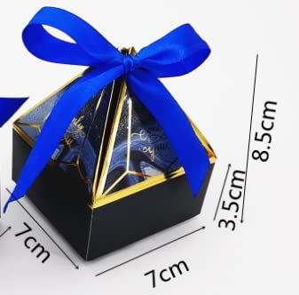 50pcs Navy Blue Gem Tower Birthday Wedding Party Favor Boxe with Ribbon Bead Gift Bags Chocolate Candy and Packaging Gift Boxes Bridal Shower Baby Shower