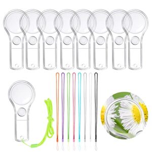 irchlyn 48pcs magnifying glass for kids plastic magnifier 5x mini hand lens with 48 lanyards for science class reading party outdoor observation activity