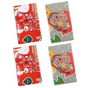 Niceup 4-Pack Jumbo Christmas Gift Wrapping Bags with Name Tag & Tie, 36”X48” Extra Large Plastic Santa Pattern Xmas Festival Present Bags for Big Giant Gift Kids Bike Stuffer Toys (2 Red+2 Brown)
