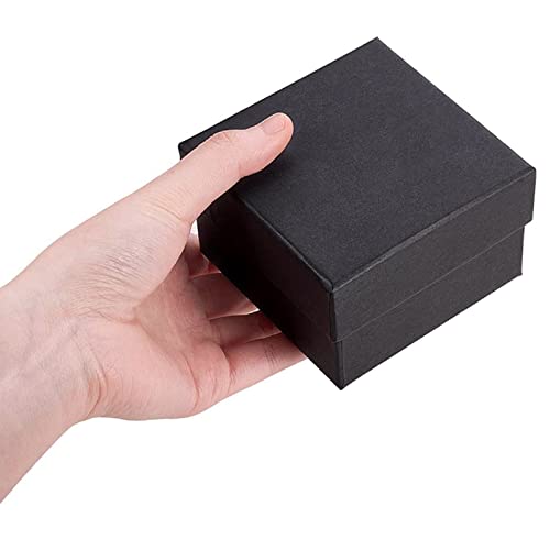 BENECREAT 6 Pack Kraft Square Cardboard Present Gift Boxes for Bangle Wrist Watch and Other Jewelry Set - 3.5x3.5x2 Inches