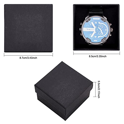BENECREAT 6 Pack Kraft Square Cardboard Present Gift Boxes for Bangle Wrist Watch and Other Jewelry Set - 3.5x3.5x2 Inches