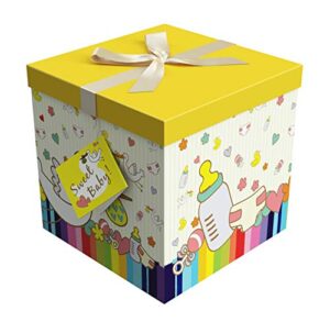 gift box 10x10x10 petit bebe collection – easy to assemble & reusable – no glue required – ribbon, tissue paper, and gift tag included – ez gift box by endless art us