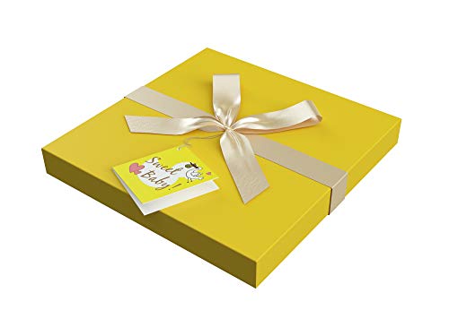 Gift Box 10x10x10 Petit Bebe Collection - Easy to Assemble & Reusable - No Glue Required - Ribbon, Tissue Paper, and Gift Tag Included - EZ Gift Box by Endless Art US