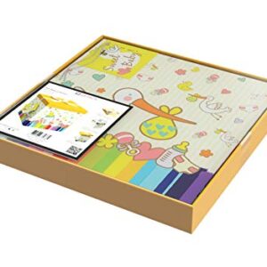 Gift Box 10x10x10 Petit Bebe Collection - Easy to Assemble & Reusable - No Glue Required - Ribbon, Tissue Paper, and Gift Tag Included - EZ Gift Box by Endless Art US