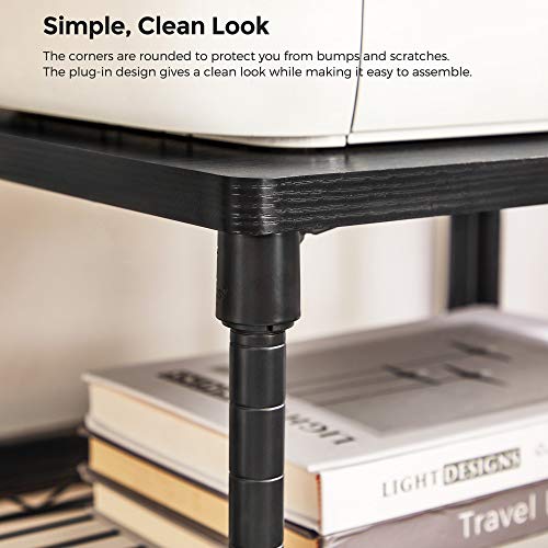 SONGMICS Printer Stand, 2-Tier Under-Desk Printer Cart on Wheels, Printer Table with Storage Shelf, Metal Frame, 16.1 x 12.2 x 15 Inches, Black ULGR301B01