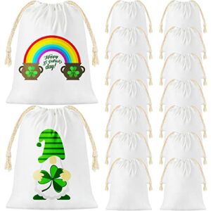sublimation blank drawstring bags st. patrick’s day candy gift bags 4×6” goodie treat pouches small reusable muslin sachet sack for irish day kids birthday party favor diy craft supplies(16 pieces)