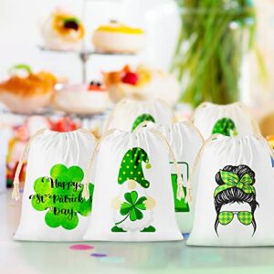 Sublimation Blank Drawstring Bags St. Patrick's Day Candy Gift Bags 4x6'' Goodie Treat Pouches Small Reusable Muslin Sachet Sack for Irish Day Kids Birthday Party Favor DIY Craft Supplies(16 Pieces)