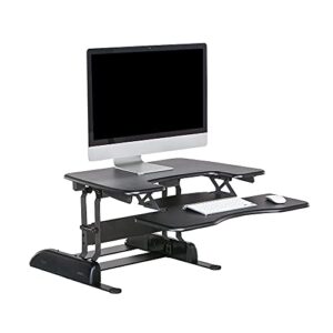 vari – varidesk pro plus 30 – height adjustable standing desk converter for home office – sit to stand desk with 11 height settings, spring-assisted lift, and weighted base – fully assembled, black
