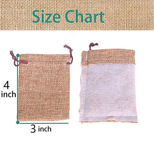 LYSXP 50PCS Burlap Bags with Drawstring，3x4 Inch Drawstring Gift Bag Jewelry Pouches for Wedding Party Favors, DIY Craft, Christmas,Presents (Coffee, 3x4Inch)